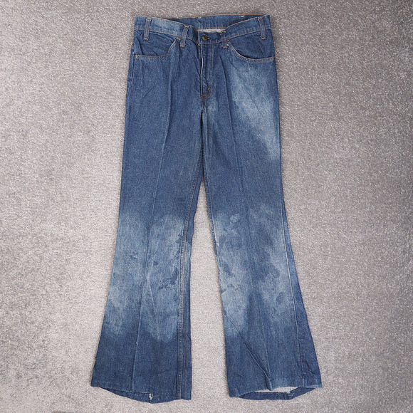 Vintage 80s Levi's Orange Tab Paper Tag 33x30 Medium Wash Bell Bottom Blue Jeans